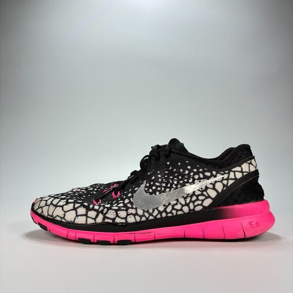 Nike Free 5.0 TR Fit 5 Print Black Pink Running Shoes 704695-012 Women's Size 7 - Picture 4 of 10